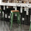 Pemberly Row Indoor/Outdoor Backless Bar Stool with Poly Seat in Green/Teak