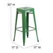 Pemberly Row Indoor/Outdoor Backless Bar Stool with Poly Seat in Green/Teak