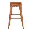 Pemberly Row Indoor/Outdoor Backless Bar Stool with Poly Seat in Orange/Teak