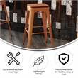Pemberly Row Indoor/Outdoor Backless Bar Stool with Poly Seat in Orange/Teak
