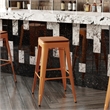 Pemberly Row Indoor/Outdoor Backless Bar Stool with Poly Seat in Orange/Teak