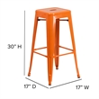 Pemberly Row Indoor/Outdoor Backless Bar Stool with Poly Seat in Orange/Teak