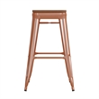 Pemberly Row Indoor/Outdoor Backless Bar Stool with Poly Seat in Orange/Teak