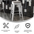 Pemberly Row Indoor/Outdoor Backless Bar Stool with Poly Seat in White/Gray
