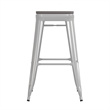 Pemberly Row Indoor/Outdoor Backless Bar Stool with Poly Seat in White/Gray