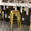 Pemberly Row Indoor/Outdoor Backless Bar Stool with Poly Seat in Yellow/Teak