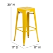 Pemberly Row Indoor/Outdoor Backless Bar Stool with Poly Seat in Yellow/Teak