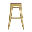 Pemberly Row Indoor/Outdoor Backless Bar Stool with Poly Seat in Yellow/Teak