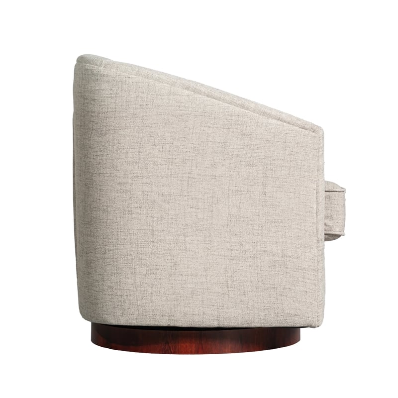 Pemberly Row Traditional Club Style Accent Chair with 360 Swivel Base in Cream