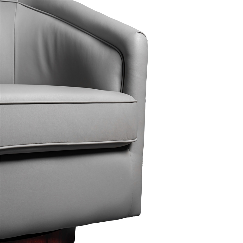 Pemberly Row Traditional Club Style Chair with 360 Swivel Base in Gray