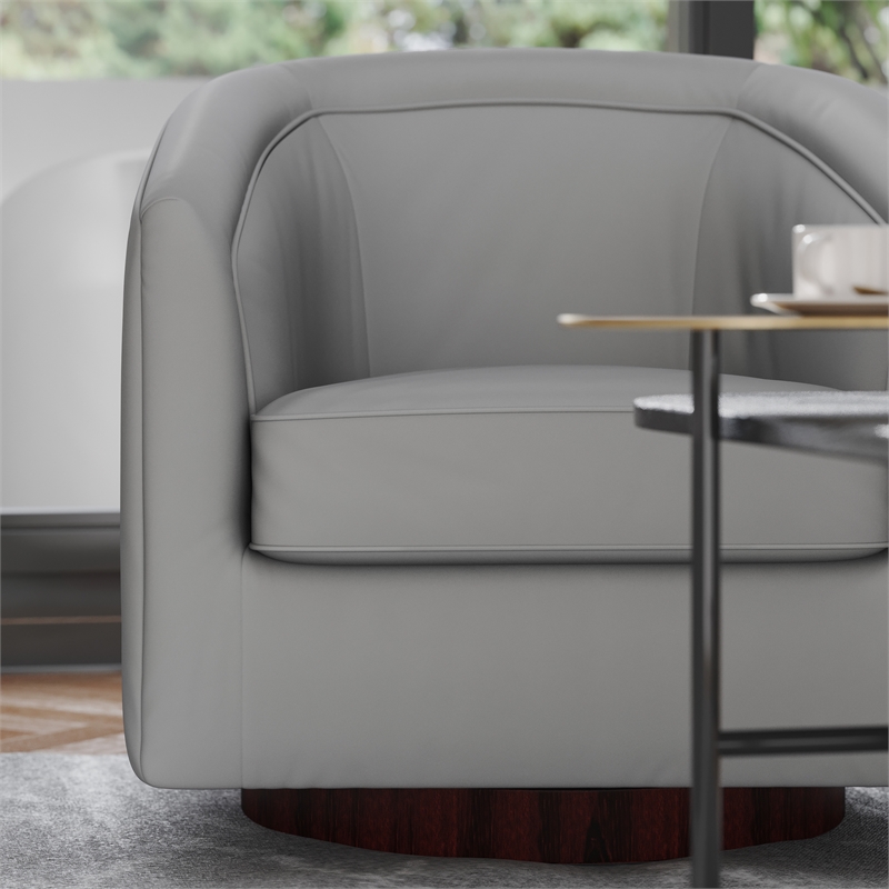 Pemberly Row Traditional Club Style Chair with 360 Swivel Base in Gray