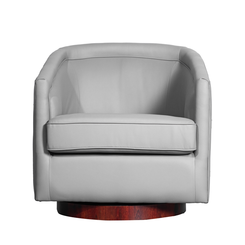 Pemberly Row Traditional Club Style Chair with 360 Swivel Base in Gray