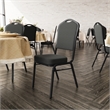 Pemberly Row Crown Back Banquet Stack Chair in Black Dot Patterned/Black Frame