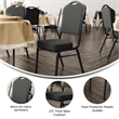 Pemberly Row Crown Back Banquet Stack Chair in Black Dot Patterned/Black Frame