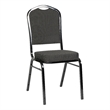 Pemberly Row Crown Back Banquet Stack Chair in Black Dot Patterned/Black Frame