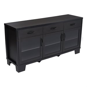 Pemberly Row 59&quot Buffet Sideboard Storage Cabinet with 3 Drawers & Doors - Black