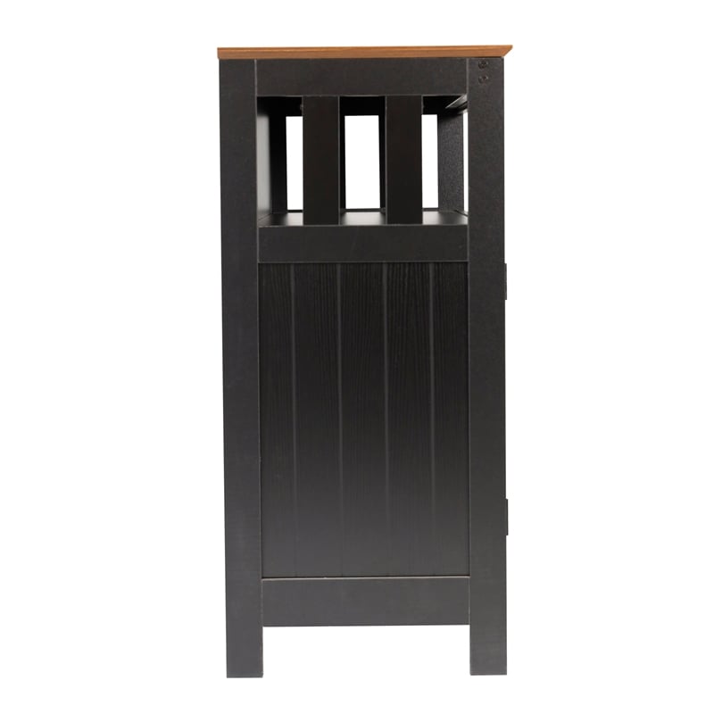Pemberly Row Classic Sideboard and Buffet Cabinet with Storage in Black/Walnut
