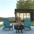 Pemberly Row Star and Moon Fire Pit with Cover and 2 Sea Foam Adirondack Chairs