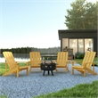 Pemberly Row Star and Moon Fire Pit with Cover and 4 Yellow Adirondack Chairs