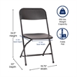 Pemberly Row Wide and Tall Black Plastic Folding Chairs 4 Pack