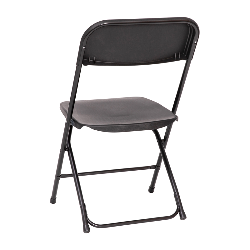 Pemberly Row Wide and Tall Black Plastic Folding Chairs 4 Pack