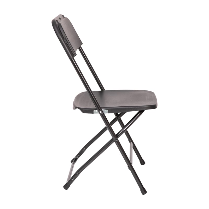 Pemberly Row Wide and Tall Black Plastic Folding Chairs 4 Pack