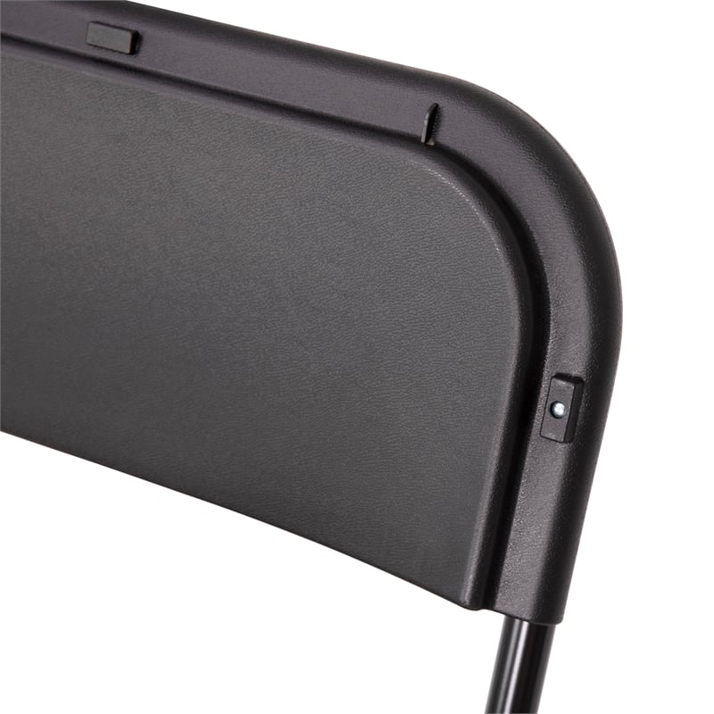 Pemberly Row Wide and Tall Black Plastic Folding Chairs 4 Pack
