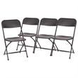 Pemberly Row Wide and Tall Black Plastic Folding Chairs 4 Pack