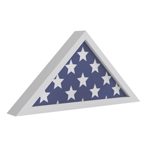 Pemberly Row Solid Wood White Display Case for 9.5 x 5 Veterans Flag
