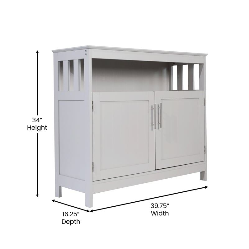 Pemberly Row Classic Sideboard and Buffet Cabinet with Storage in Gray