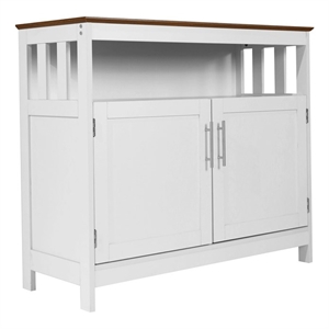 Pemberly Row Classic Sideboard and Buffet Cabinet with Storage in White/Walnut