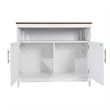 Pemberly Row Classic Sideboard and Buffet Cabinet with Storage in White/Walnut