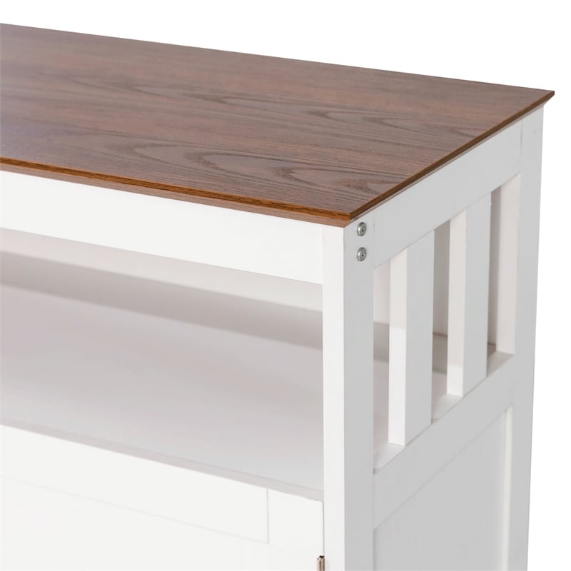 Pemberly Row Classic Sideboard and Buffet Cabinet with Storage in White/Walnut