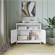 Pemberly Row Classic Sideboard and Buffet Cabinet with Storage in White/Walnut