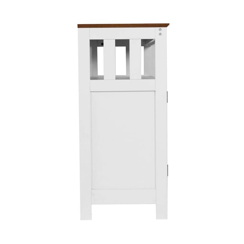 Pemberly Row Classic Sideboard and Buffet Cabinet with Storage in White/Walnut
