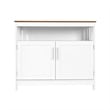Pemberly Row Classic Sideboard and Buffet Cabinet with Storage in White/Walnut
