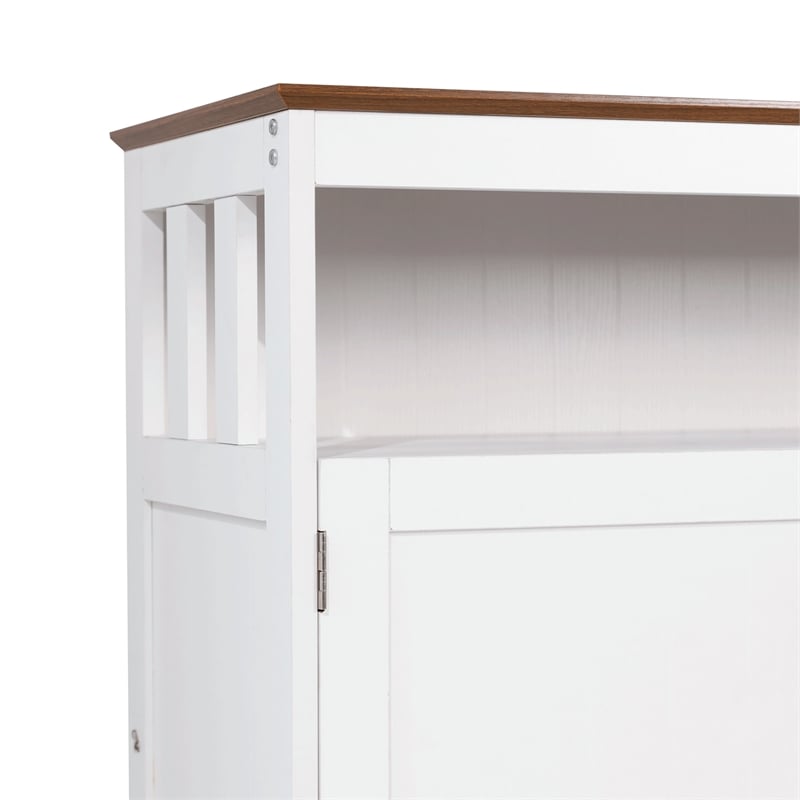 Pemberly Row Classic Sideboard and Buffet Cabinet with Storage in White/Walnut