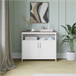 Pemberly Row Classic Sideboard and Buffet Cabinet with Storage in White/Walnut