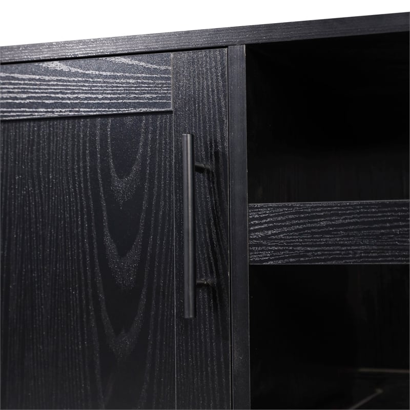 Pemberly Row Classic Sideboard and Bar Cabinet with Storage in Black