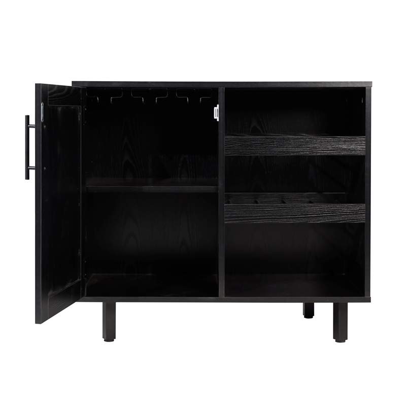 Pemberly Row Classic Sideboard and Bar Cabinet with Storage in Black