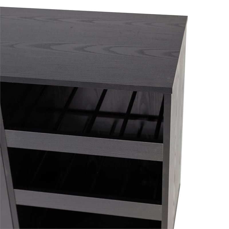 Pemberly Row Classic Sideboard and Bar Cabinet with Storage in Black