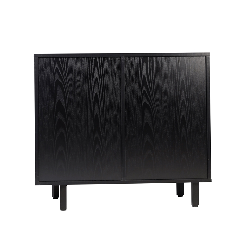 Pemberly Row Classic Sideboard and Bar Cabinet with Storage in Black