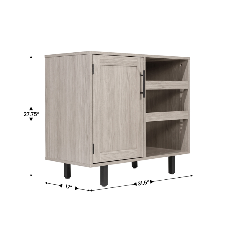 Pemberly Row Classic Sideboard and Bar Cabinet with Storage in Gray