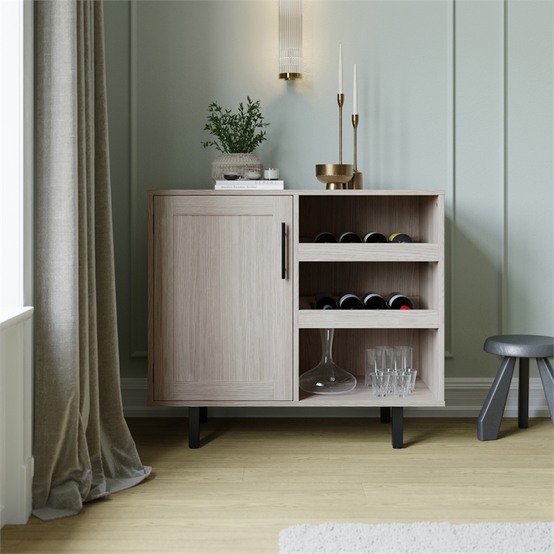Pemberly Row Classic Sideboard and Bar Cabinet with Storage in Gray