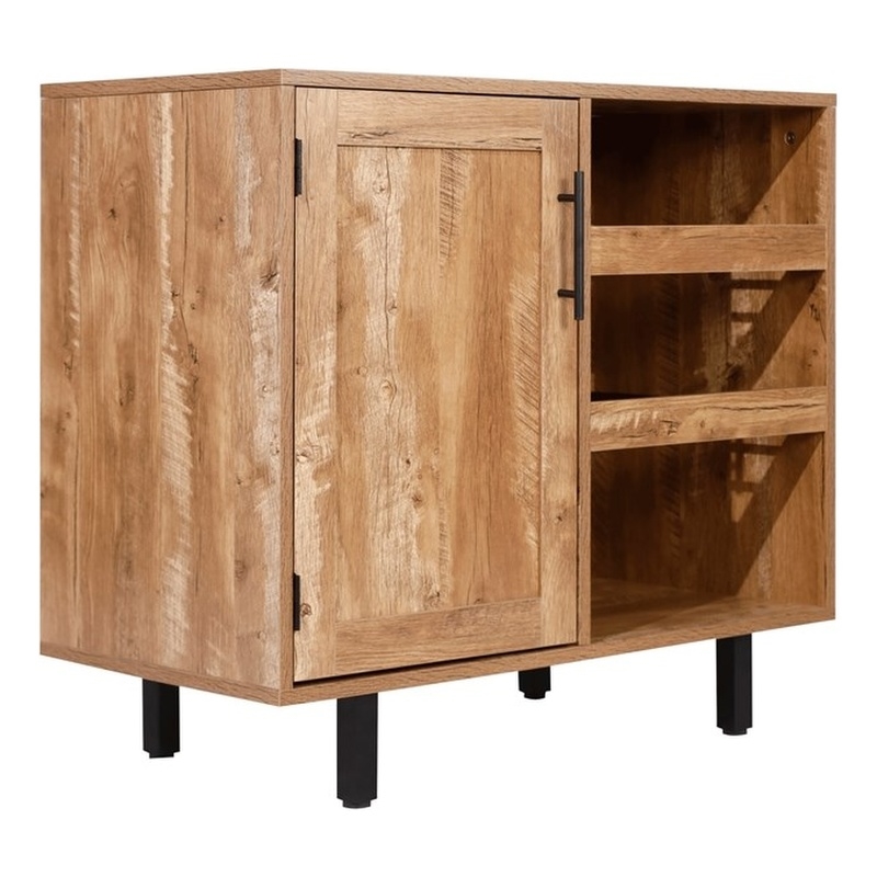 Pemberly Row Classic Sideboard and Bar Cabinet with Storage in Light Brown