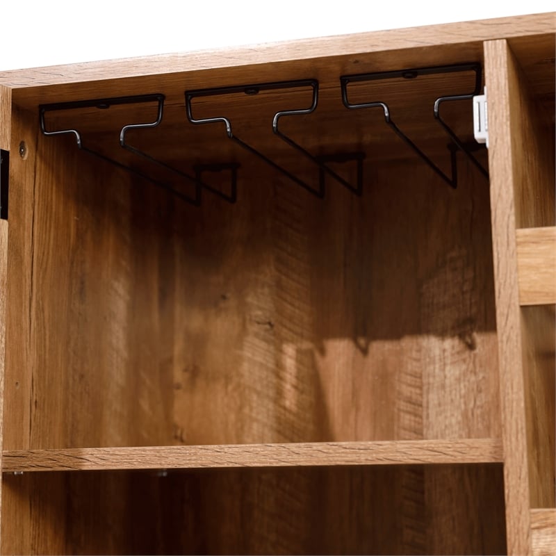 Pemberly Row Classic Sideboard and Bar Cabinet with Storage in Light Brown
