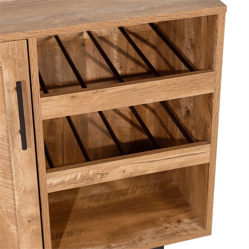 Pemberly Row Classic Sideboard and Bar Cabinet with Storage in Light Brown