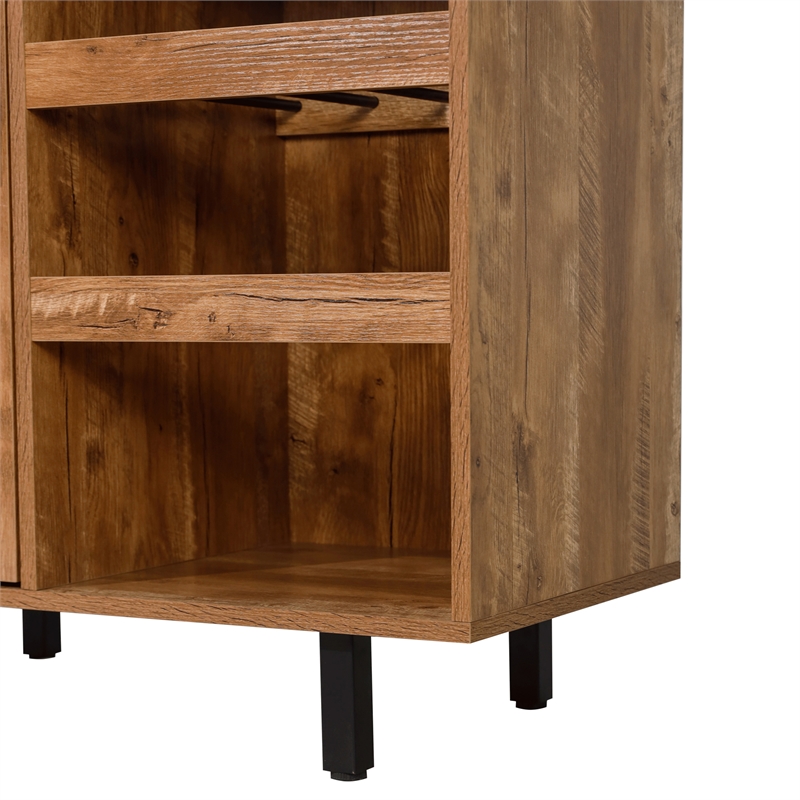 Pemberly Row Classic Sideboard and Bar Cabinet with Storage in Light Brown
