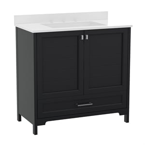 Pemberly Row 36&quot Bathroom Vanity with Undermount Sink Cabinet & Drawer in Black