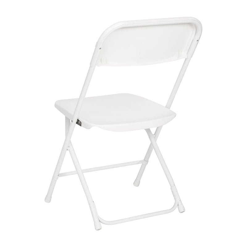 Pemberly Row Wide and Tall White Plastic Folding Chairs 4 Pack